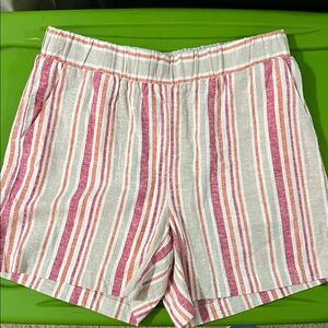 Cupio Red and White Striped Women's Bermudas S-M